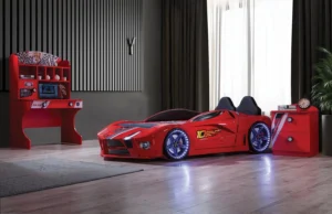Lit Voiture Enfant Luxe 90x190 avec LED et Son – Lit Design Chambre Enfant Moderne